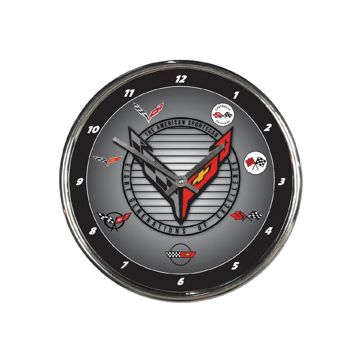 All Generations Corvette Chrome Clock - Team Lingenfelter