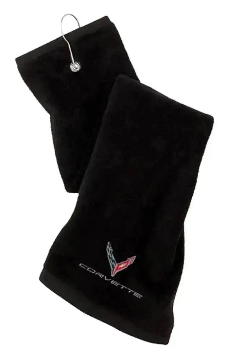 C8 Corvette Black Golf Towel	