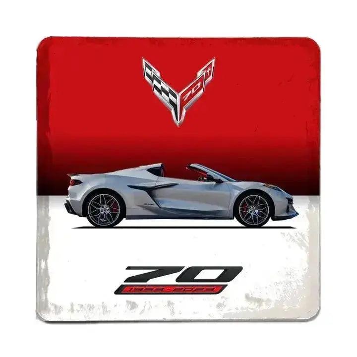 Corvette Anniversary Tile Coaster - Happy 70th!!