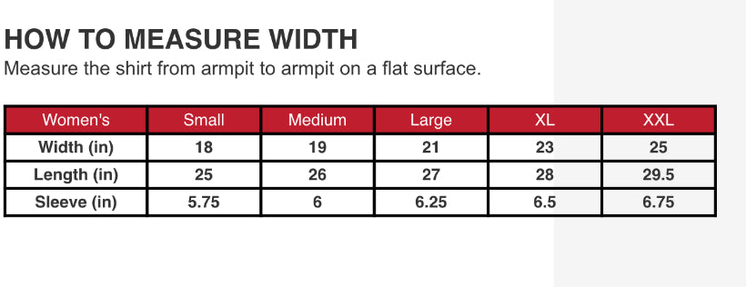 Corvette Apparel Chart