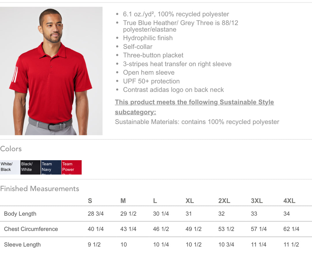 Lingenfelter Men's Black Polo - 3 Stripes