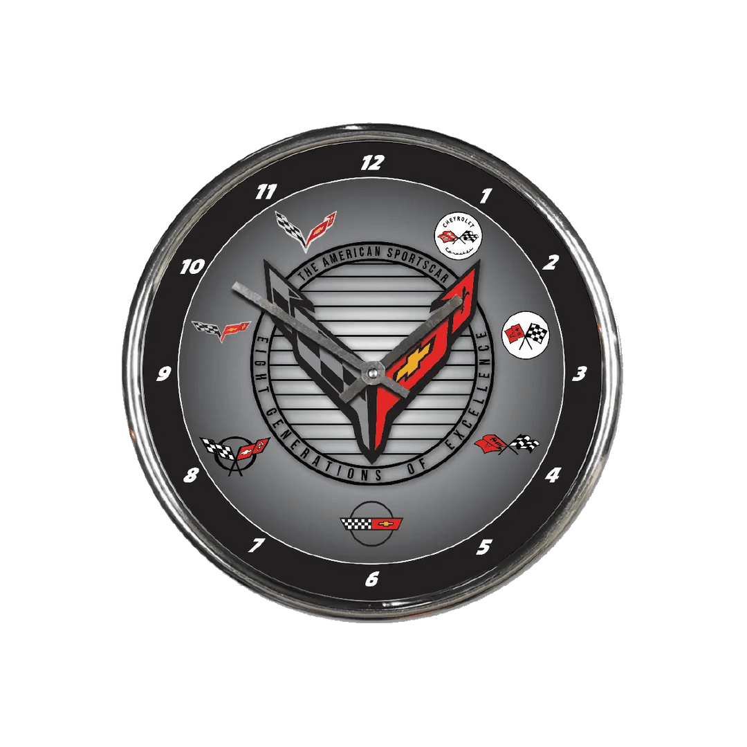 All Generations Corvette Chrome Clock - Team Lingenfelter