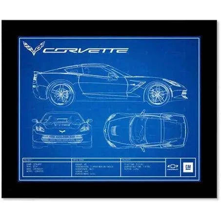 C7 Corvette Blue Print Framed - Team Lingenfelter