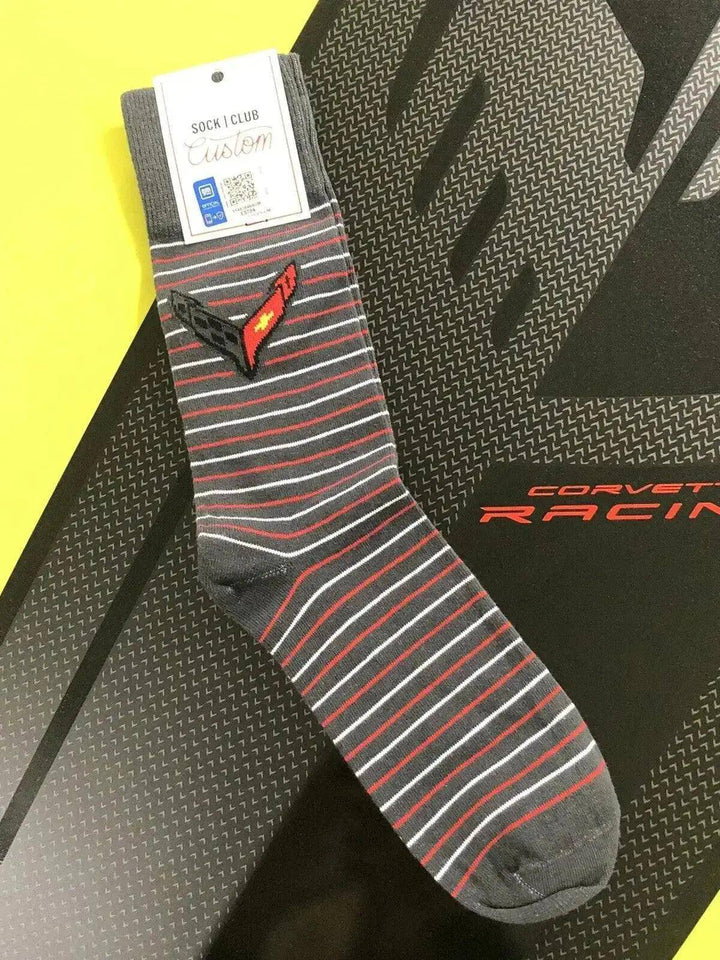 C8 Corvette Black Red Stripe Socks - Team Lingenfelter