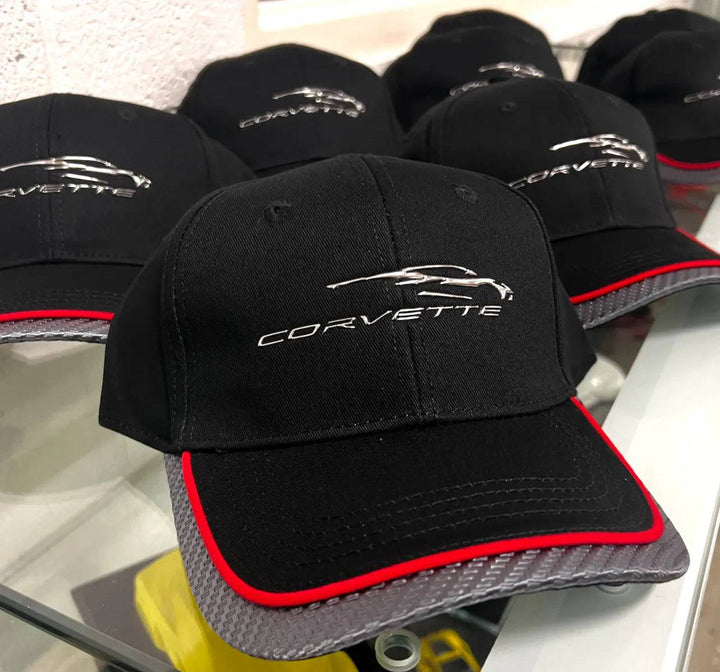 C8 Corvette Hat Carbon Red Trim - Team Lingenfelter