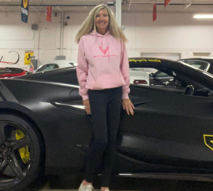 C8 Corvette Ladies Pink Hoodie - Clothing Shoes &