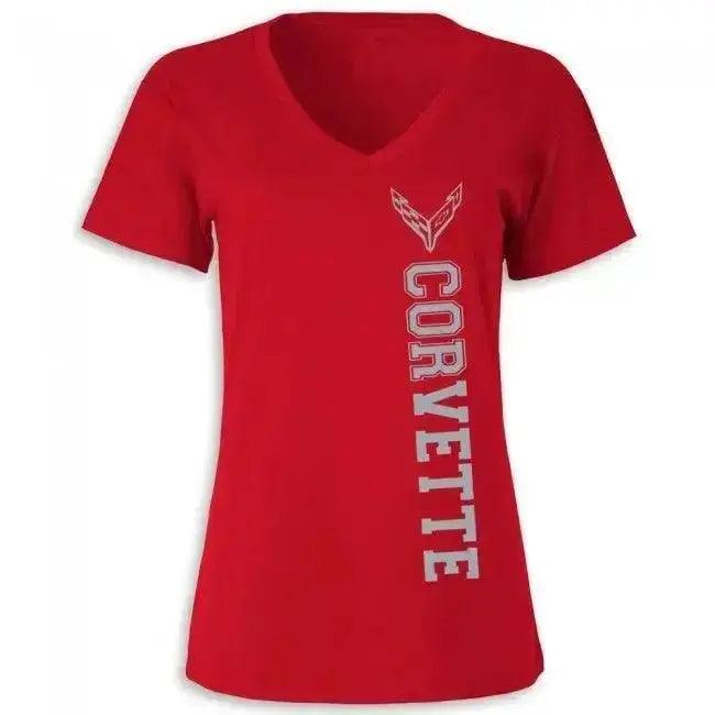 C8 Corvette Ladies Red Vertical Tee - Team Lingenfelter