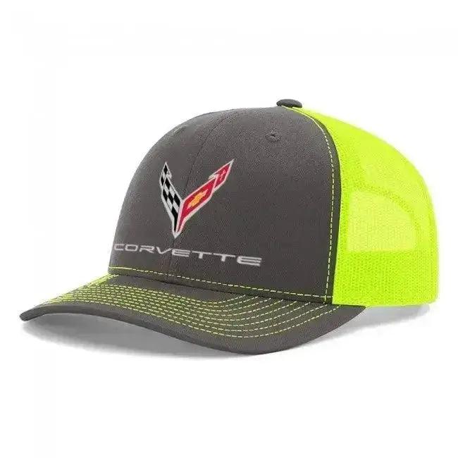 C8 Corvette Mesh-Back Cap Neon Yellow/Charcoal - Team Lingenfelter