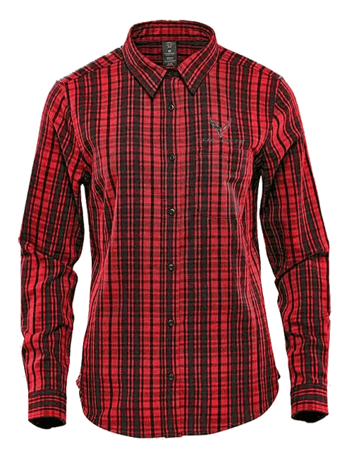 C8 Corvette Red Plaid Ladies Shirt - Team Lingenfelter