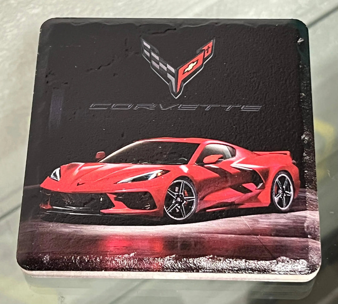 C8 Torch Red Corvette Stone Coaster Team Lingenfelter