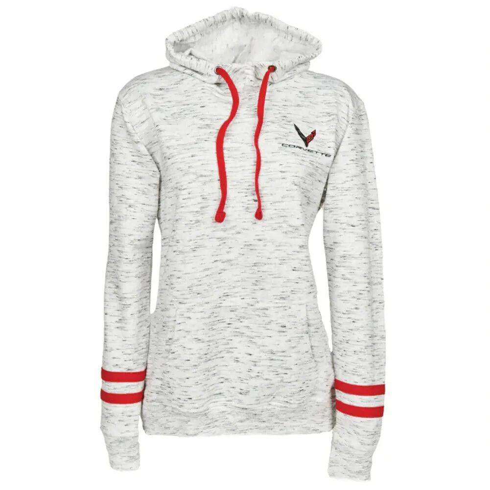 LADIES C8 CORVETTE MELANGE HOODIE RED - Team Lingenfelter