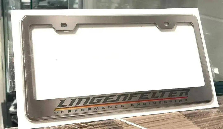 Lingenfelter LICENSE PLATE FRAME | STAINLESS STEEL - BRUSHED SATIN BLACK - Team Lingenfelter